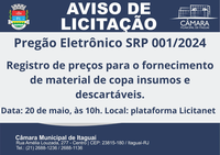 Aviso de Licitação: Pregão eletrônico 001/2024 - Em Andamento