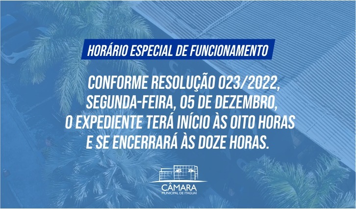 Câmara de Itaguaí terá expediente diferenciado na próxima segunda-feira 